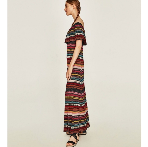 Zara | Multicoloured Striped Knit Maxi Dress - Picture 2 of 13